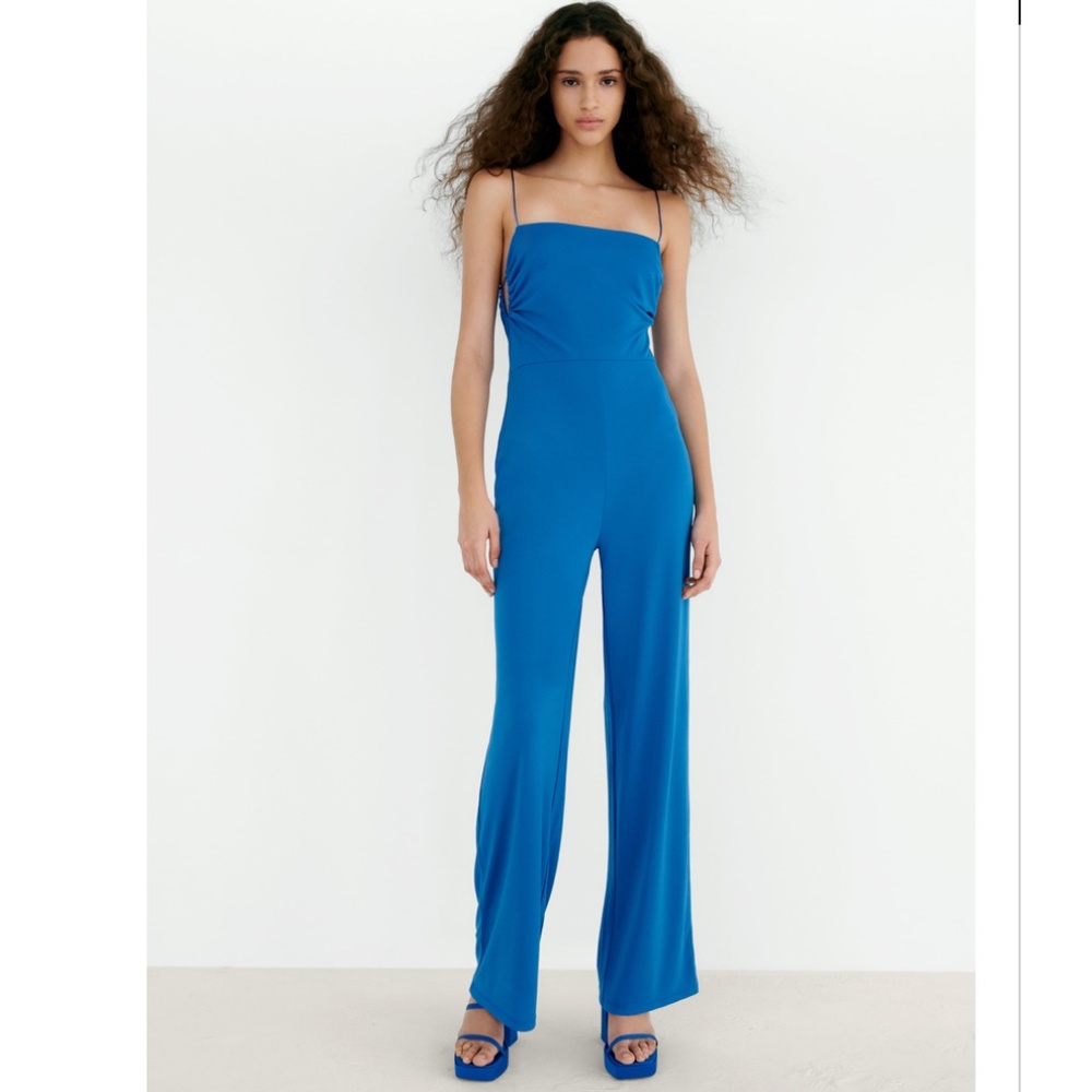 NWT ZARA LONG SLIT JUMPSUIT Blue
